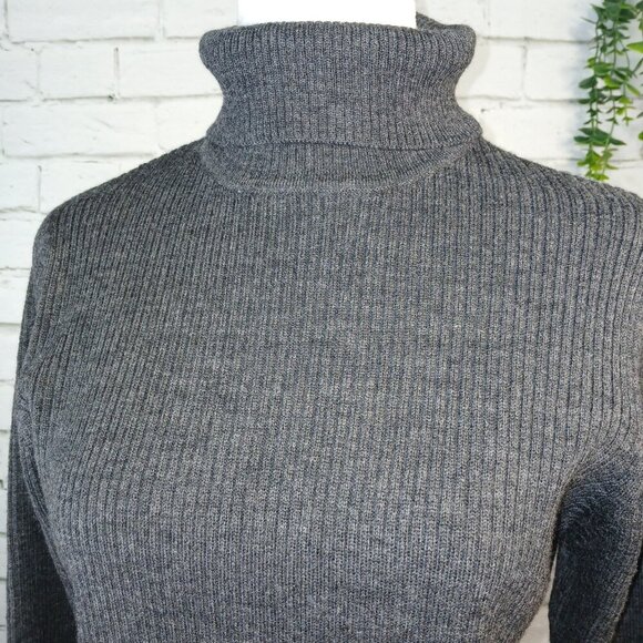 WOMENS VINTAGE CHARTER CLUB CLASSIC MERINO WOOL TURTLENECK, GRAY, SIZE LARGE - Picture 4 of 6